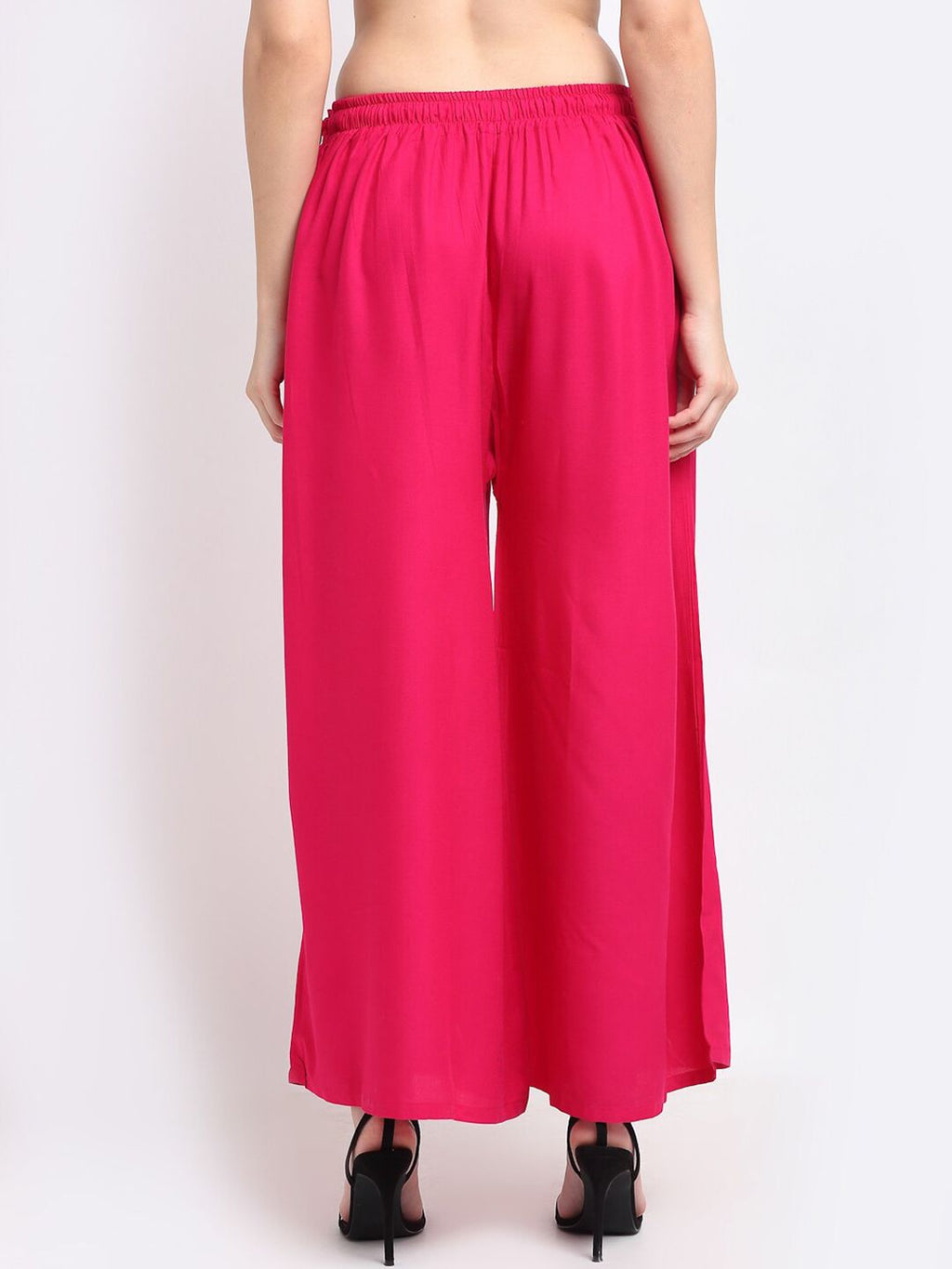 TAG 7 Women Pink Flared Palazzos | Grocsy