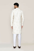 Joban Fashion Cream Colored Jacquard Silk Fabric Kurta With Straight Fit Pant | Grocsy