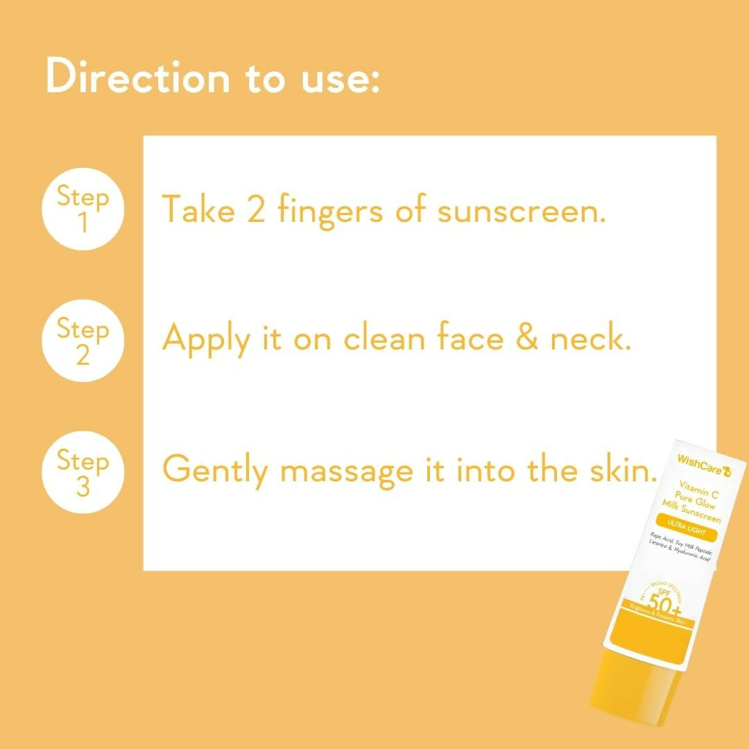 Wishcare Vitamin C Pure Glow Milk Sunscreen SPF 50 | Grocsy