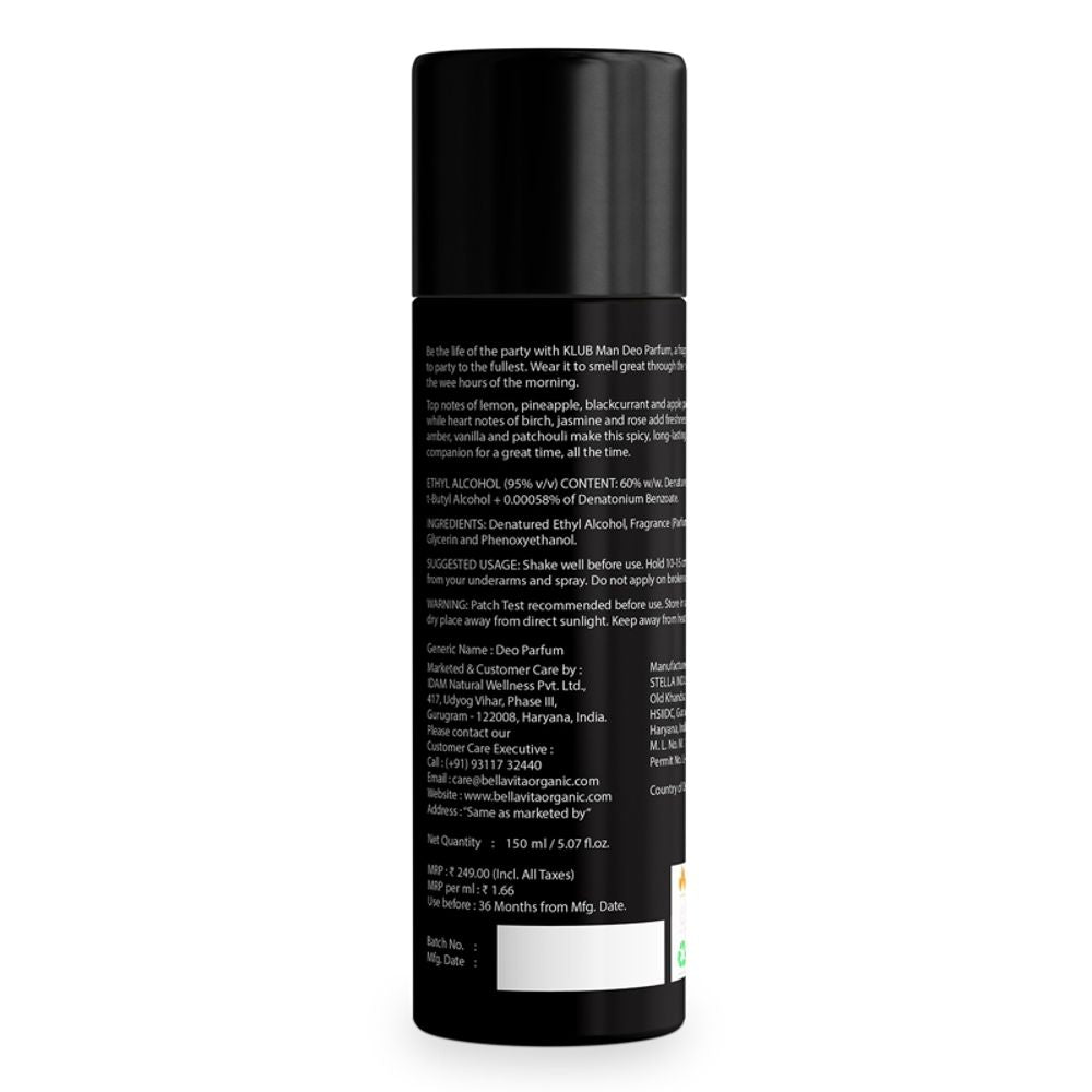 Bella Vita Klub Man Deo Parfum | Grocsy