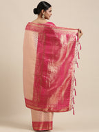 Saree Mall Peach-Coloured Ethnic Motifs Zari Silk Blend Banarasi Saree | Grocsy
