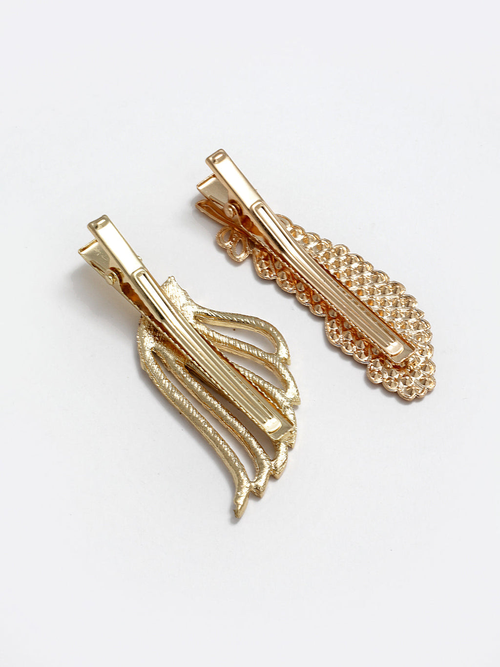 Panash Women Set of 2 Gold-Toned Cubic Zirconia-Studded Alligator Hair Clips | Grocsy