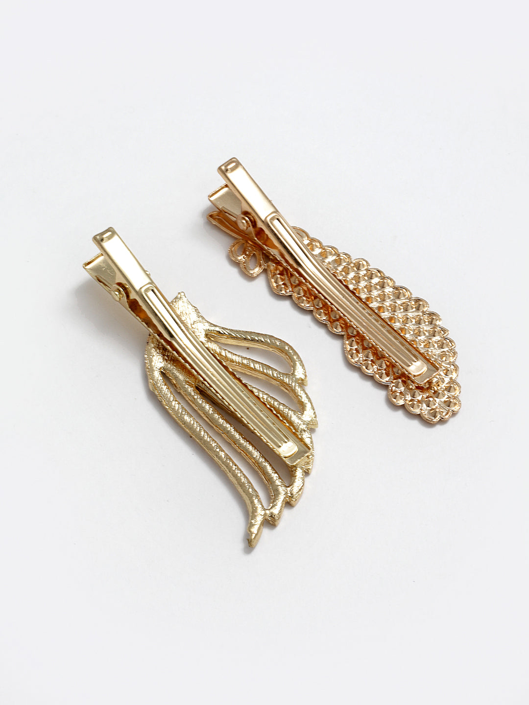 Panash Women Set of 2 Gold-Toned Cubic Zirconia-Studded Alligator Hair Clips | Grocsy