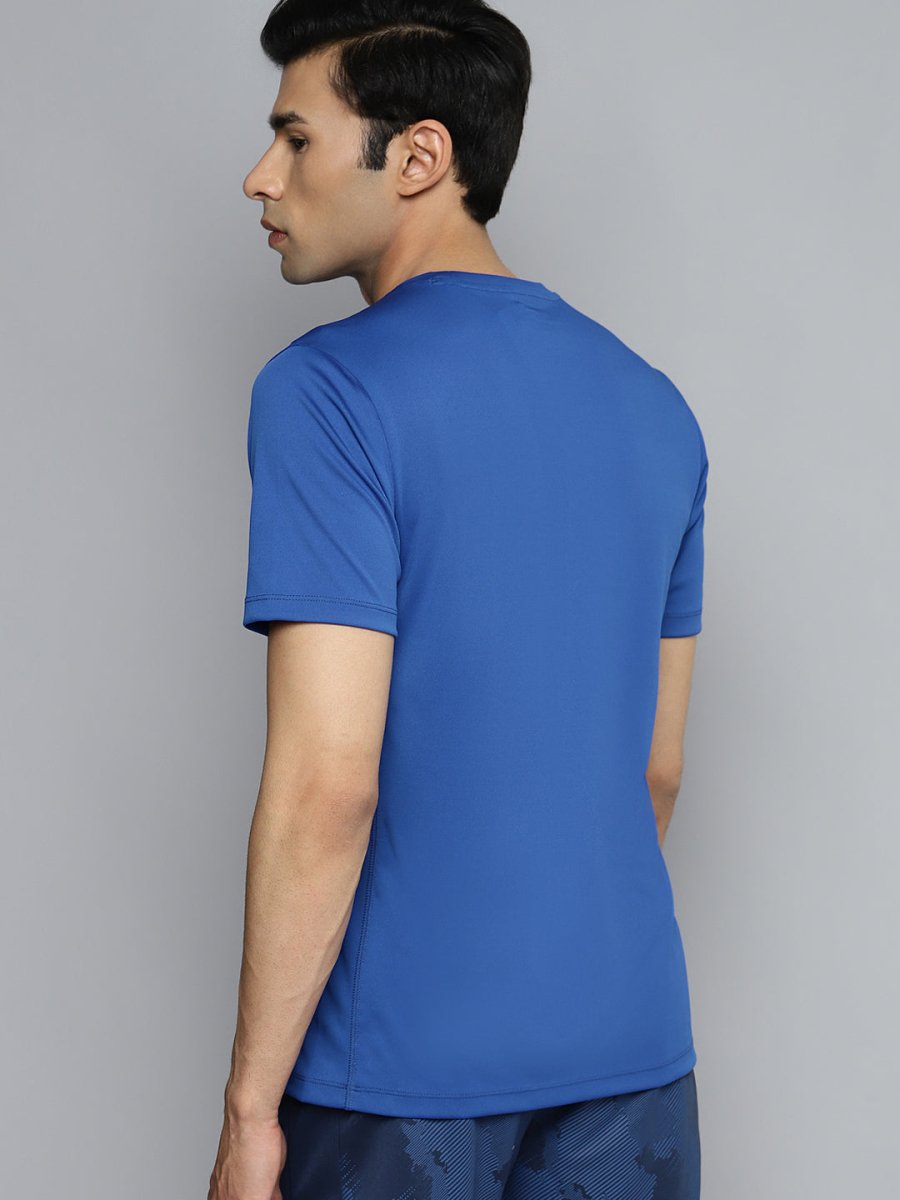 Alcis Men Blue Typography Printed Slim Fit Training Or Gym T-shirt | Grocsy