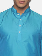 Sethukrishna Men Turquoise Blue Kurta with Pyjamas | Grocsy