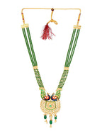 Cardinal Gold-Polished Green Studded Jewellery Set | Grocsy