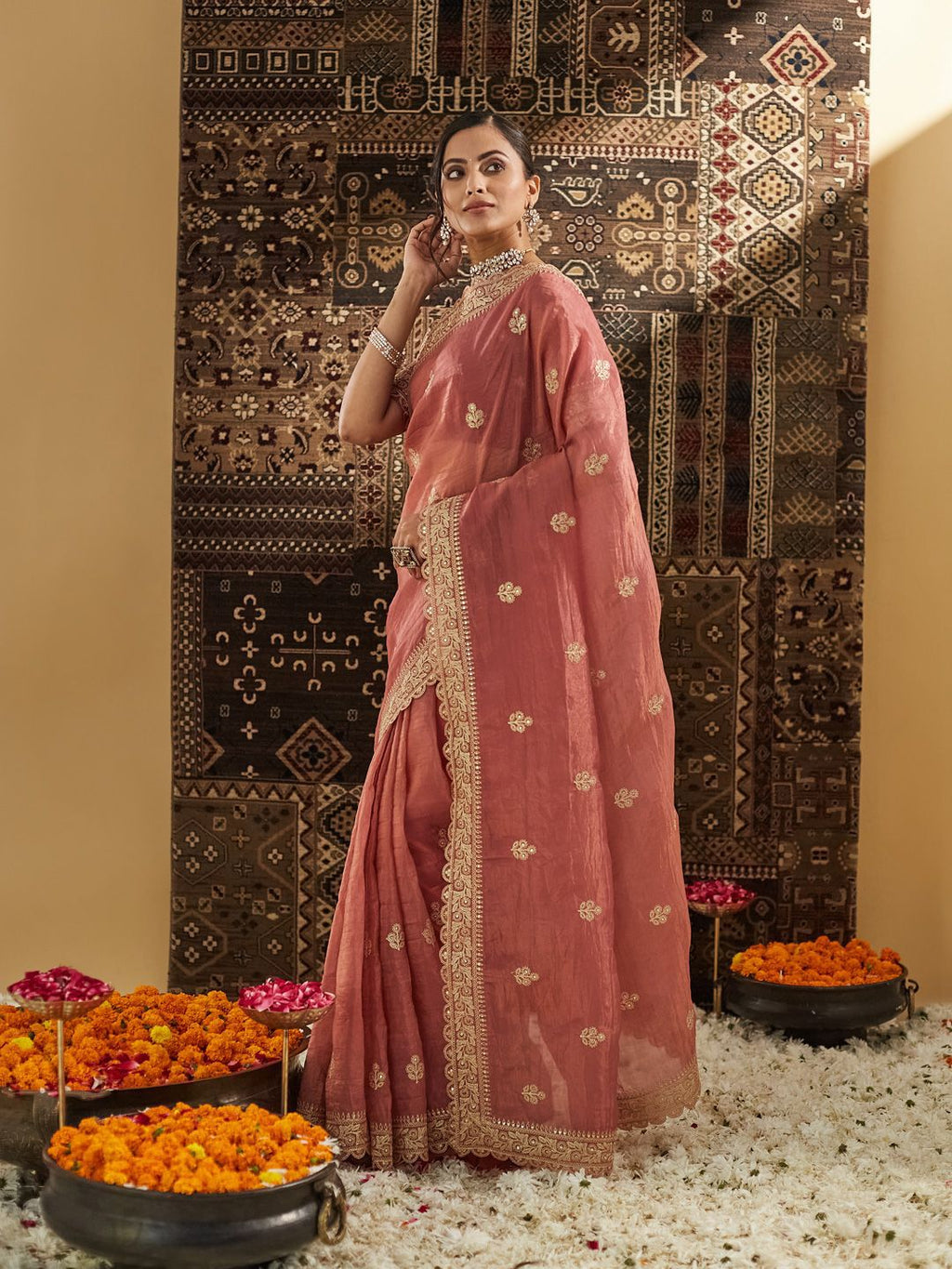 kasee Embellished Zardozi Silk Blend Saree | Grocsy