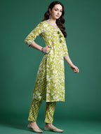 Indo Era Women Floral Printed Regular Beads and Stones Kurta with Trousers & With Dupatta | Grocsy
