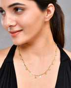 VOJ Gold-Polished Designer Chain For Women With AD Stone And Leaf | Grocsy