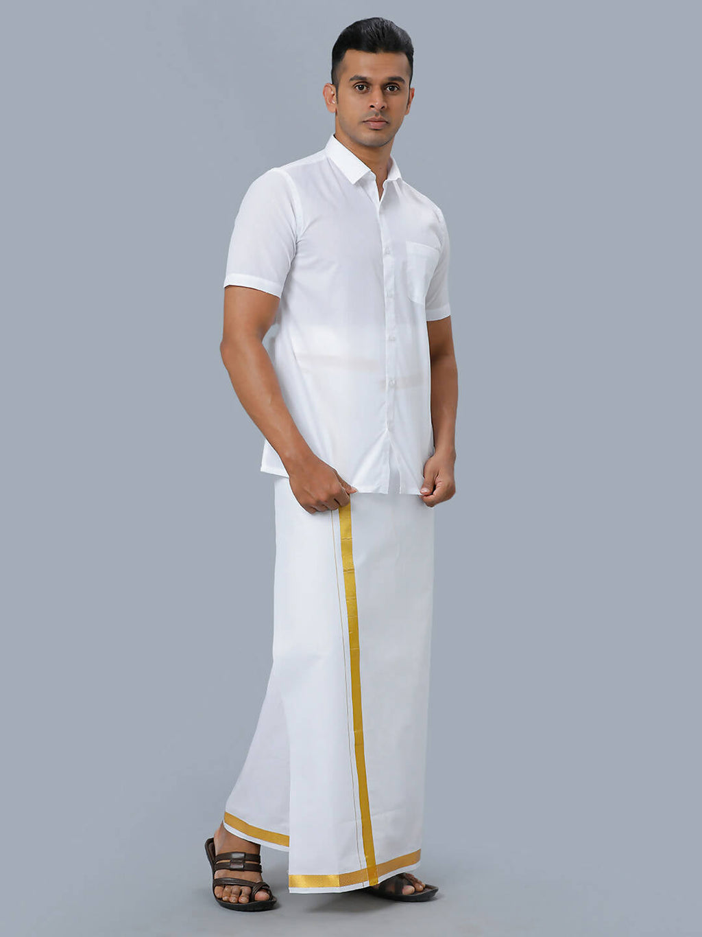 Ramraj Cotton Mens Half Sleeve Formal 100 % Cotton White Shirt | Grocsy