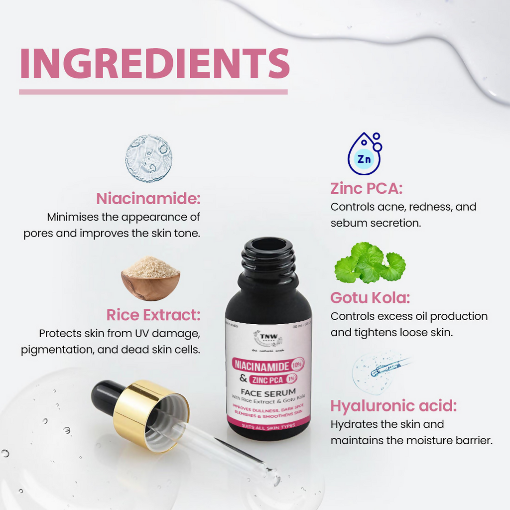 The Natural Wash 10% Niacinamide + 1% Zinc PCA Face Serum | Grocsy