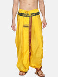 Sethukrishna Men Yellow & Red Readymade Dhoti | Grocsy