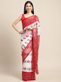 Saree Mall White & Red Printed Bandhani Sarees | Grocsy