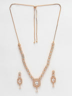 NVR Women's Gold-Polished American Diamond Studded Handcrafted Jewellery Set | Grocsy
