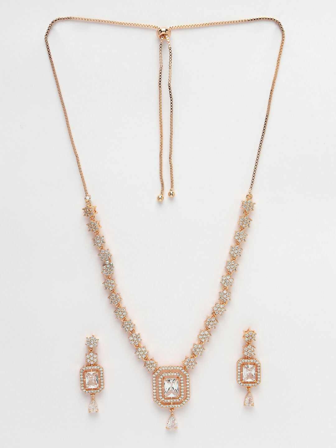 NVR Women's Gold-Polished American Diamond Studded Handcrafted Jewellery Set | Grocsy