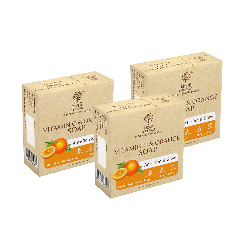 Khadi Essentials Vitamin C & Orange Handmade Herbal Soap | Grocsy