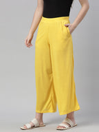 Souchii Yellow Knitted Ethnic Palazzos | Grocsy