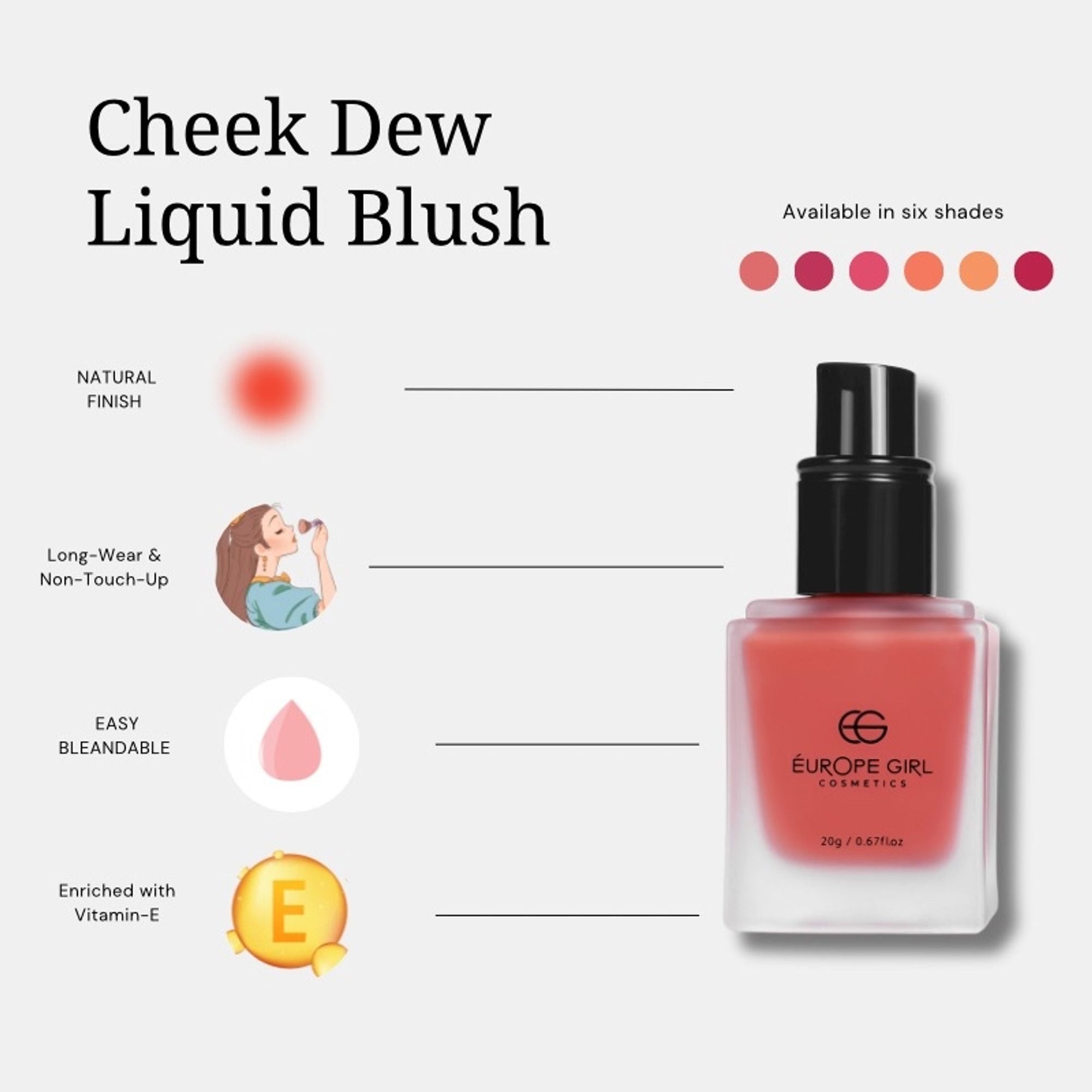 Europe Girl Cheek Dew Liquid Blush - EG-06 Fusion | Grocsy