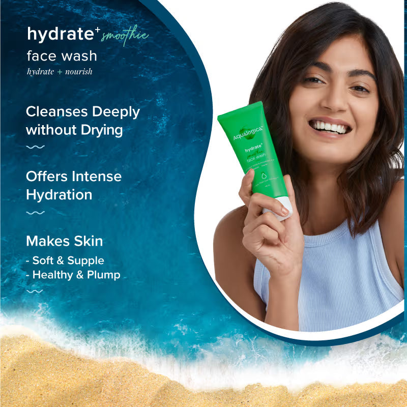 Aqualogica Hydrate+ Smoothie Face Wash with Coconut Water & Hyaluronic Acid | Grocsy