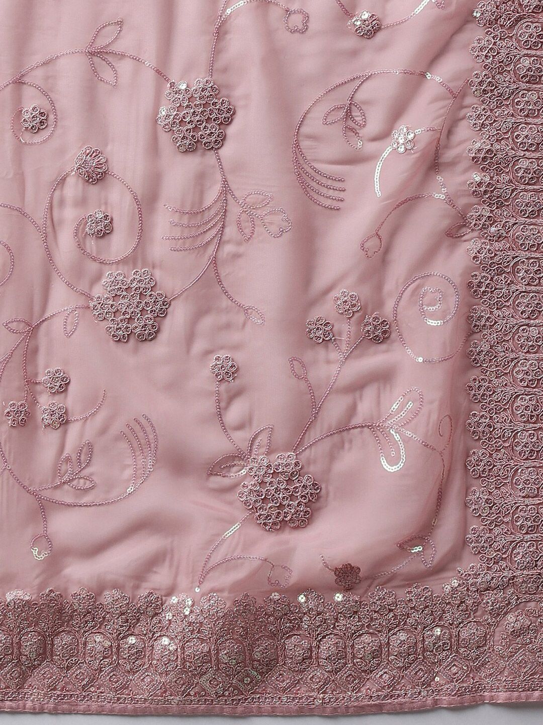 kasee Floral Embroidered Sequinned Organza Saree | Grocsy