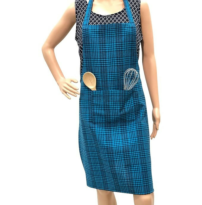 Pixel Home Decor Cotton Apron With Front Pocket-Blue Stripe Apron | Grocsy