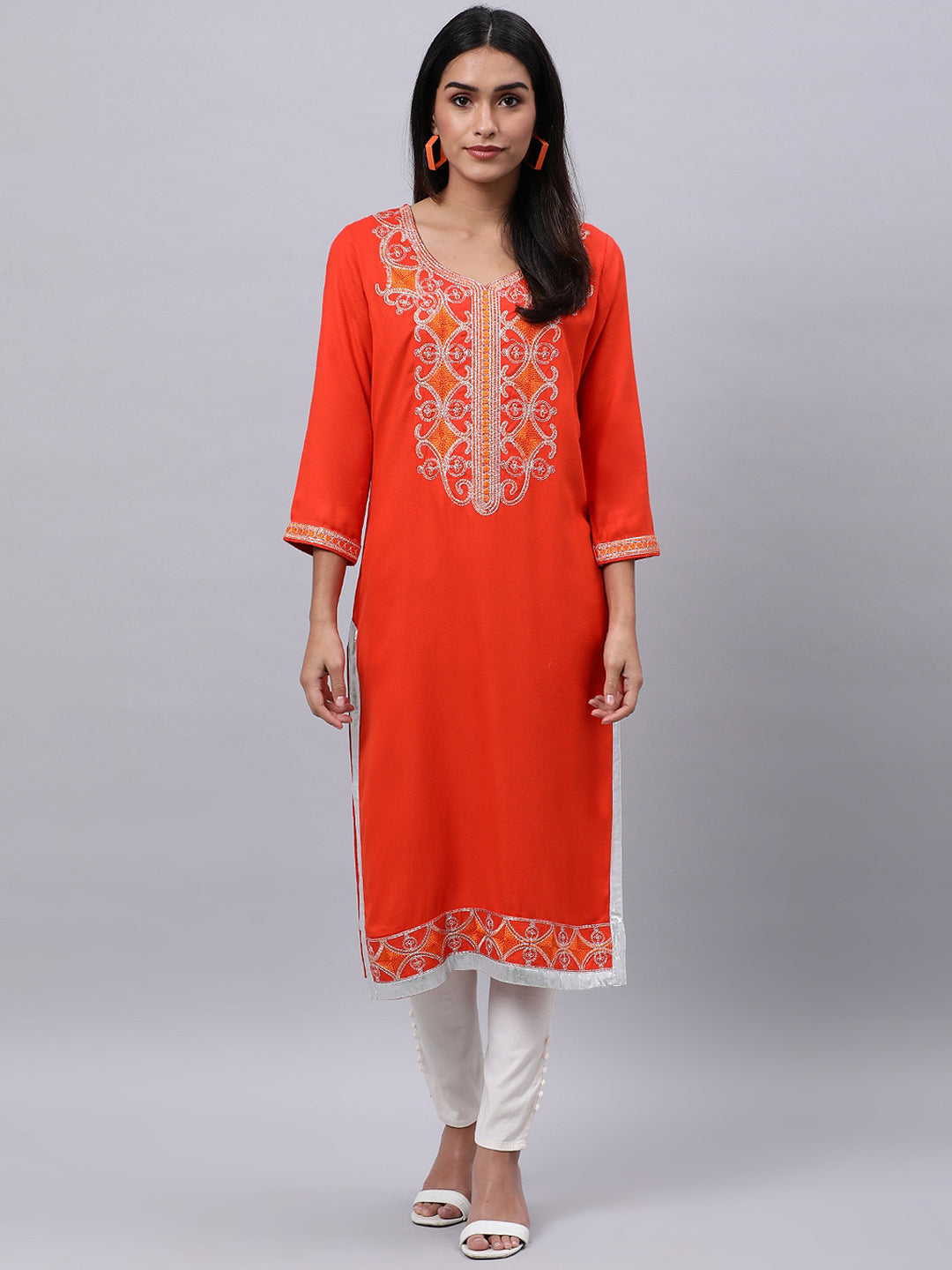 Souchii Women Ethnic Motifs Yoke Design Thread Work Beautiful Kurta | Grocsy