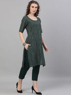 Aks Striped Round Neck Pure Cotton Straight Kurta And Trousers | Grocsy