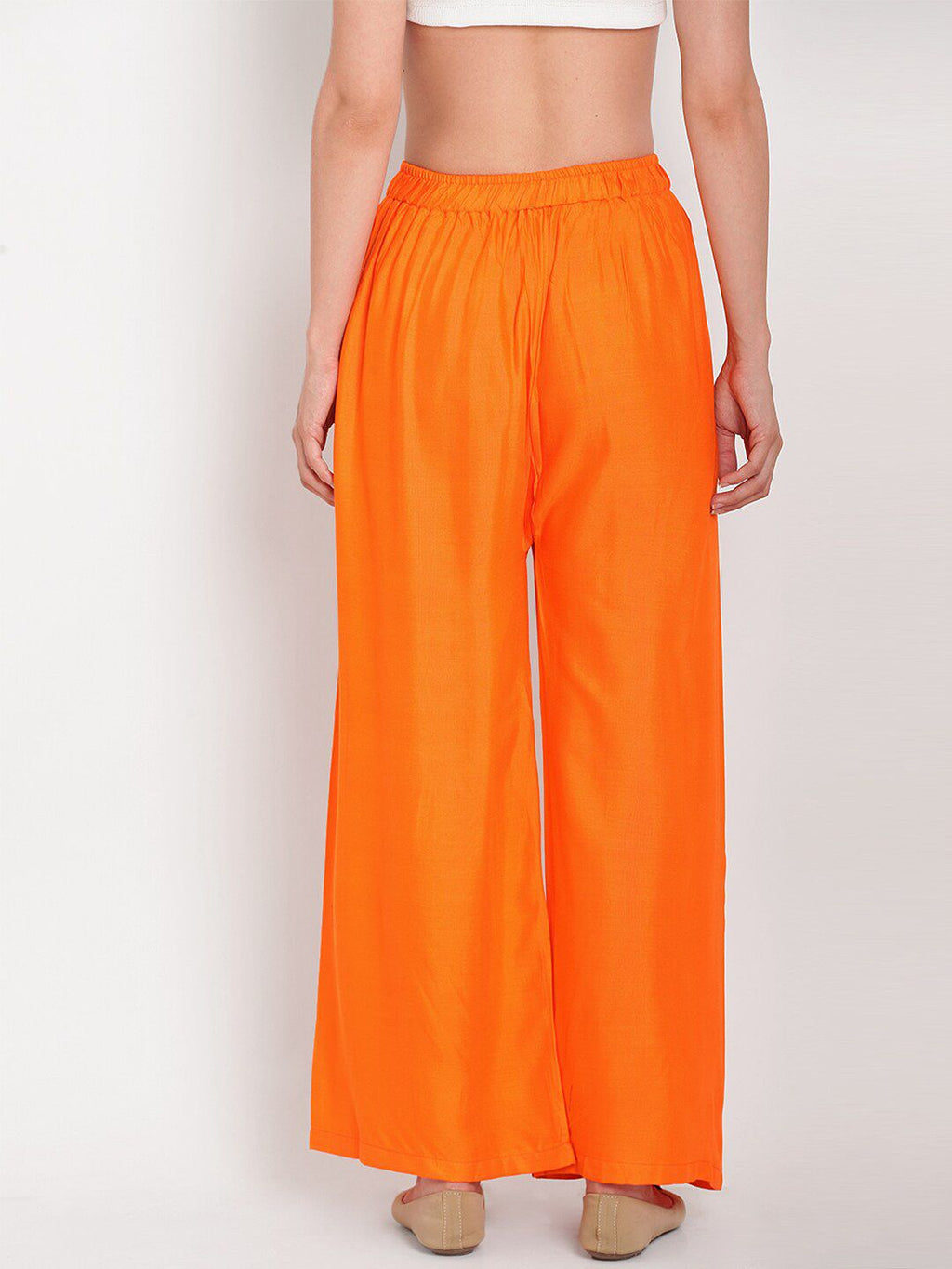 TAG 7 Women Orange & Navy Blue Set of 2 Flared Ethnic Palazzos | Grocsy