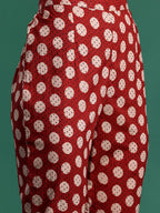 Indo Era Women Printed Pleated Pure Cotton Kurta with Trousers | Grocsy