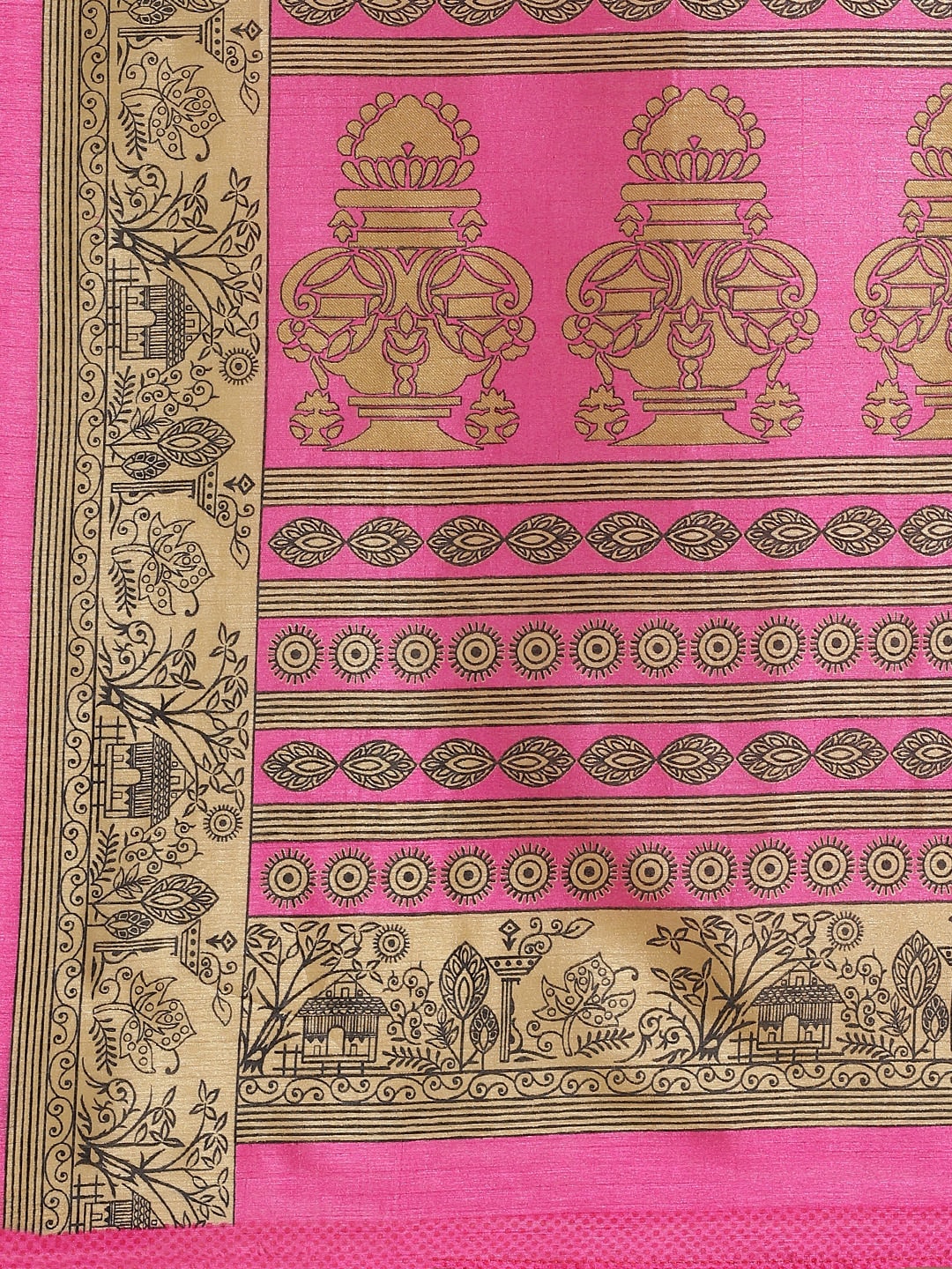 Saree Mall Pink & Beige Printed Saree | Grocsy