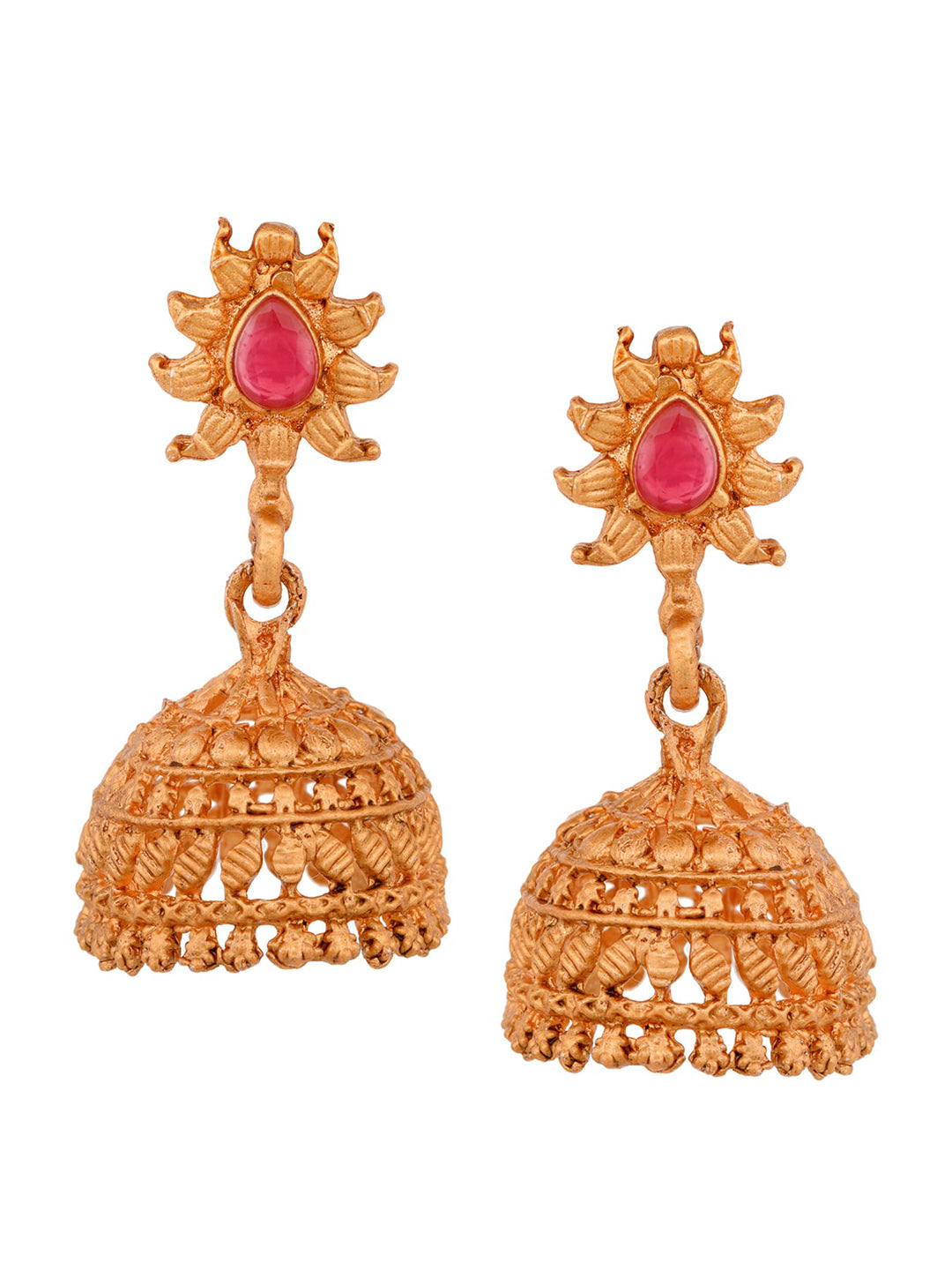 Saraf RS Jewellery Gold-Polished South Indian Imitation Bridal Temple Jewellery Set | Grocsy