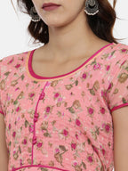 Souchii Women Pink Printed Fit and Flare Dress | Grocsy