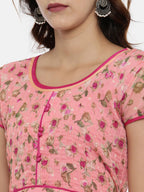 Souchii Women Pink Printed Fit And Flare Beautiful Dress | Grocsy
