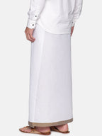 Sethukrishna Men White & Brown Solid Cotton Dhoti | Grocsy