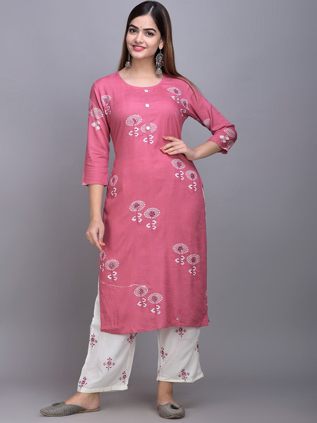 Sangria Ethnic Motifs Printed Kurta with Palazzos & Dupatta | Grocsy