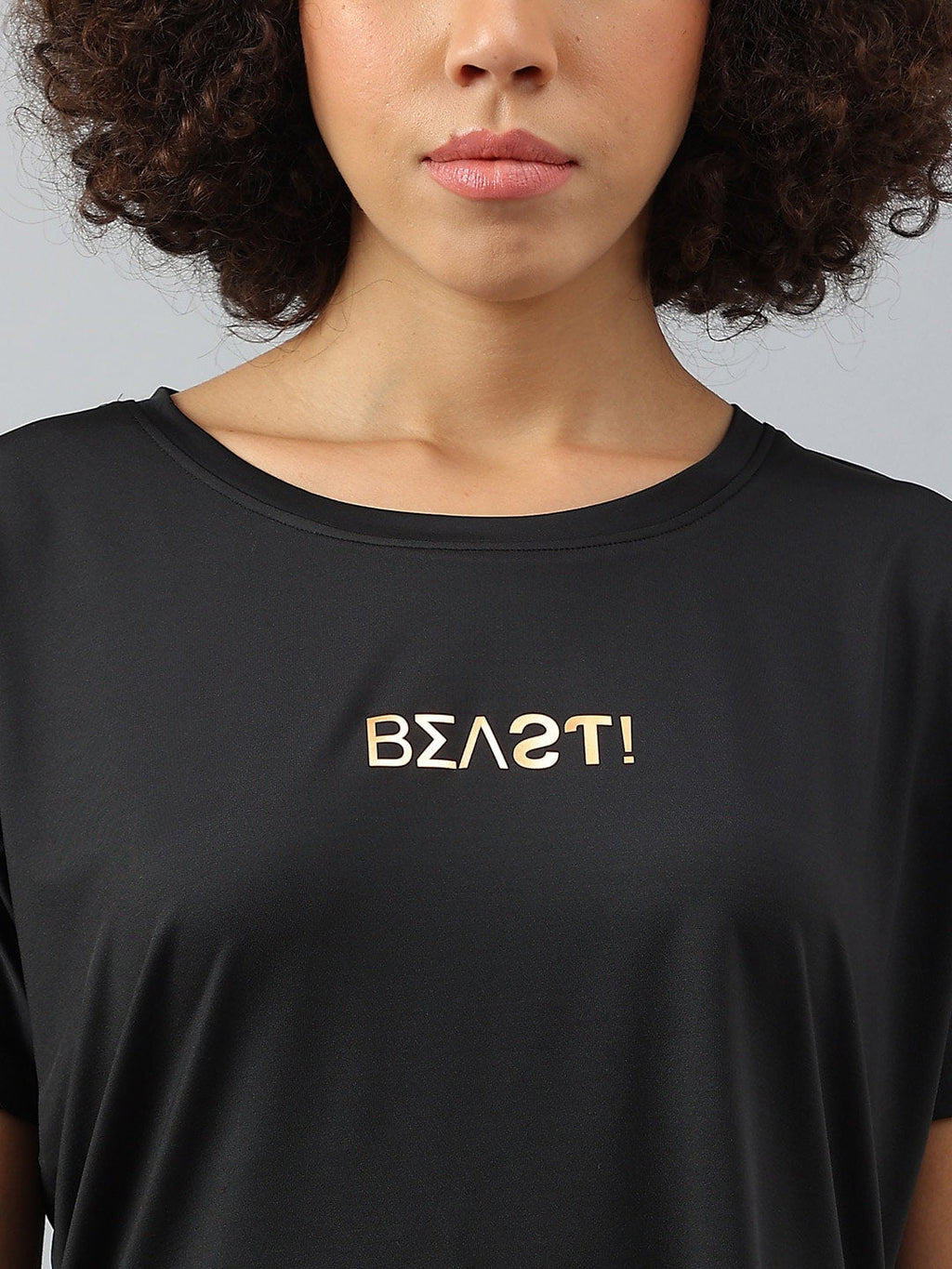 MKH Women Typography Drop-Shoulder Sleeves Dri-FIT Sports T-shirt | Grocsy