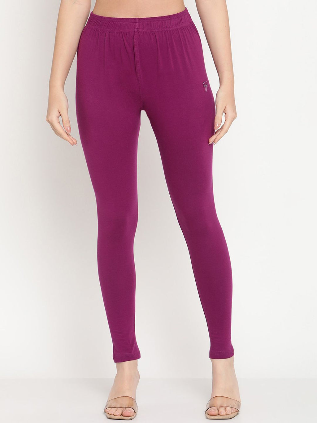TAG 7 Women Purple Solid Comfort Fit Ankle Length Leggings | Grocsy