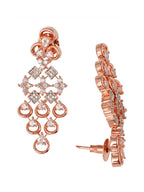 Saraf RS Jewellery Rose Gold-Polished White AD-Studded Handcrafted Jewellery Set