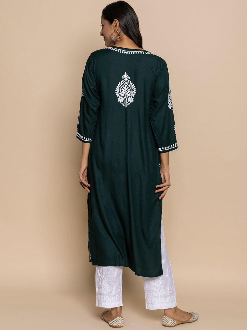 HOUSE OF KARI Chikankari Embroidered Straight Kurta | Grocsy