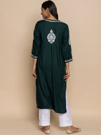 HOUSE OF KARI Chikankari Embroidered Straight Kurta | Grocsy