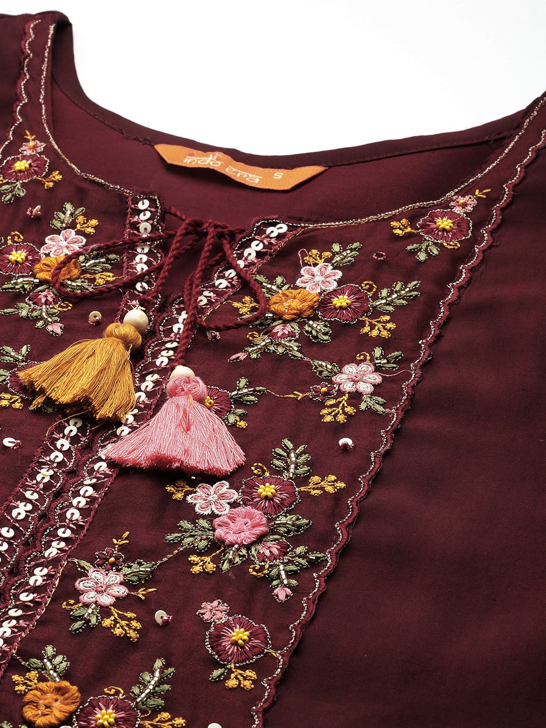Indo Era Women Floral Embroidered Regular Sequinned Kurta with Trousers & With Dupatta | Grocsy