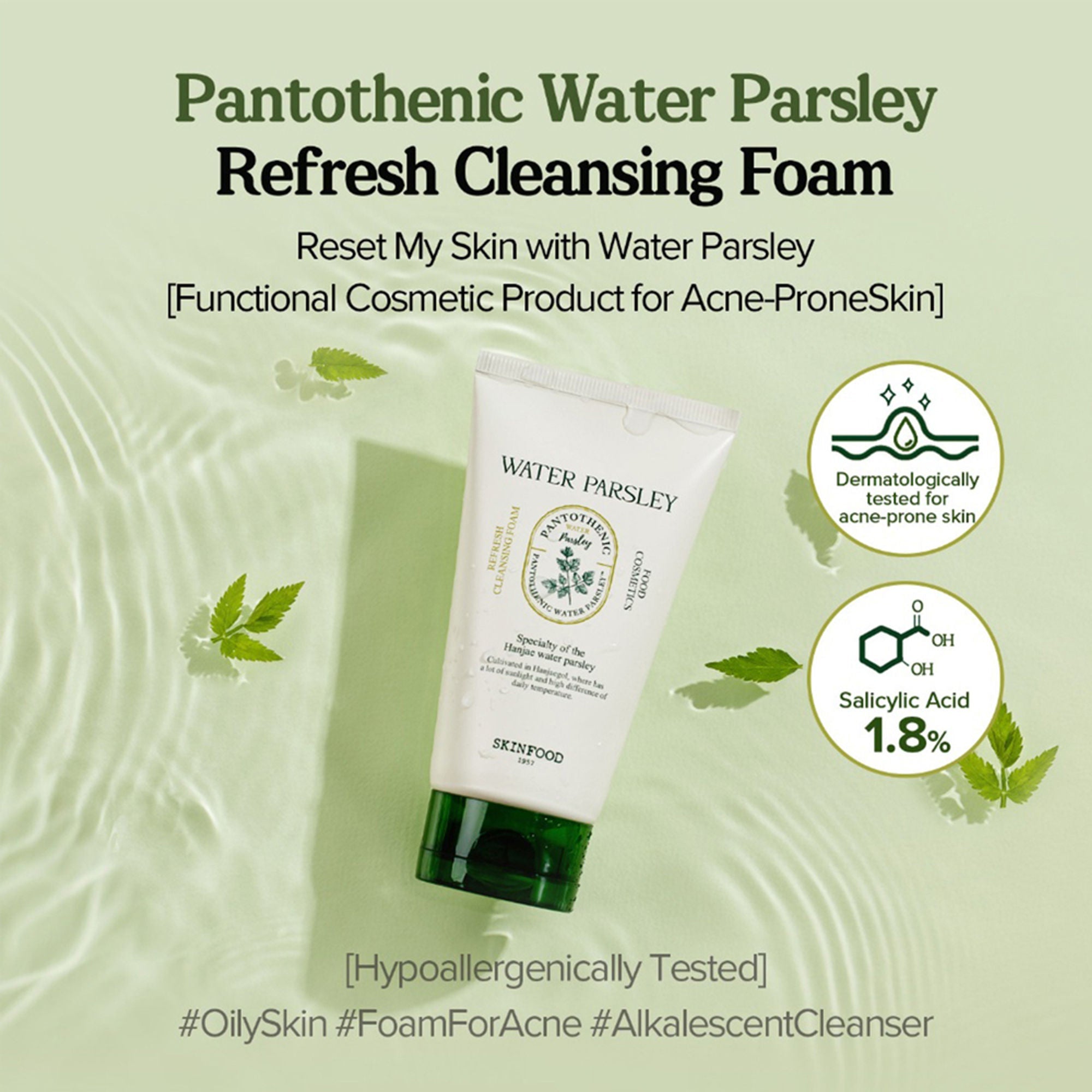 Skinfood Pantothenic Water Parsley Refresh Cleansing Foam | Grocsy
