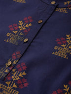All About You Women Navy Blue Ethnic Motifs Printed Kurta with Trousers & With Dupatta | Grocsy