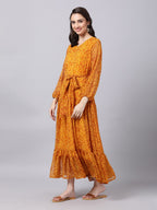 Souchii Yellow Floral Layered Chiffon Maxi Dress | Grocsy
