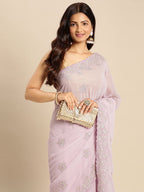 kasee Floral Zari Pure Georgette Saree | Grocsy