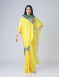Vastranavya Yellow Ready to Wear Swan Print Free Hand Saree | Grocsy