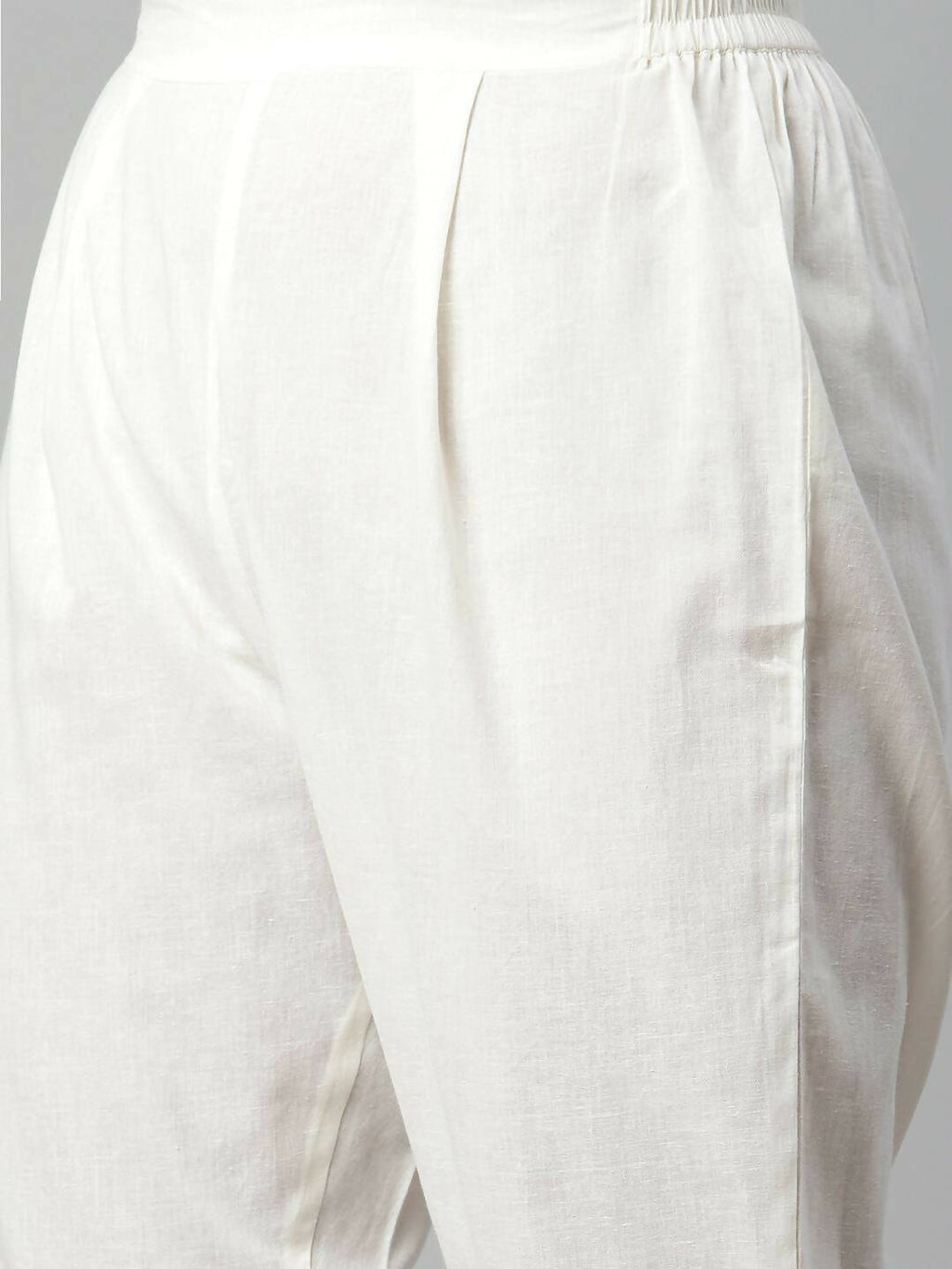 Ahalyaa Womens Off White Pure Cotton Printed Kurta Pant Set | Grocsy