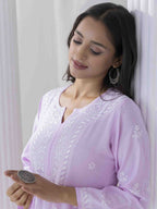 HOUSE OF KARI Floral Embroidered Chikankari Straight Kurta | Grocsy