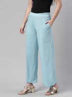 Souchii Blue Knitted Palazzos | Grocsy