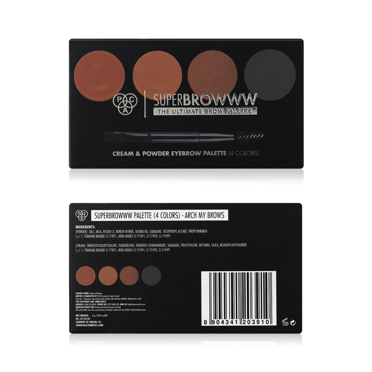 PAC Studio SuperBrowww Palette X4 01 Arch My Brows -Cream & Powder Formula Natural Shades Seamless Blending | Grocsy